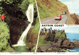Delcampe - [-5%] ROYAUME UNI - Antrim Coast - Multivues - Black Cave Tunnel - Ess Na Laragh Falls - Dunluce Castle - Carte Postale - Antrim