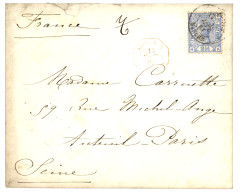 Delcampe - 1883 GB 2 1/2d Obl. (CHERBOURG) MANCHE Sur Enveloppe (pd) Pour PARIS. B/TB. - 1849-1876: Periodo Classico