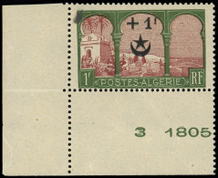 Delcampe - ** ALGERIE 68b : +1f. Sur 1f. Vert-olive Et Brun-carminé, ARBRE COUPE, Cdf, Petite Tache Dans L'angle Supérieur Gauche, - Altri & Non Classificati