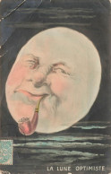 Delcampe - [-25%] FANTAISIES - La Lune Optimiste - Colorisé - Carte Postale Ancienne - Men