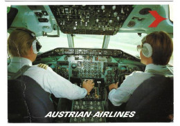Delcampe - AUSTRIA.  Austrian Airlines Cockpit Of The MCDONNELL DOUGLAS MD-81 , Postcard - Aerodrome