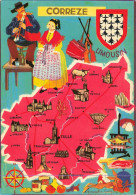 Delcampe - [-15%] FRANCE - La Corrèze - Limousin - Carte Géographique - Folklore - Carte Postale - Andere & Zonder Classificatie