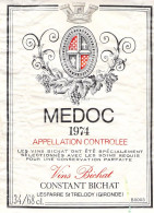 Delcampe - [-20%] Etiquette Vins Bichat - Médoc - Constant Bichat - France - 1974 - Red Wines