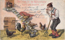 Delcampe - [-50%] Humour - Das Leben Ist Ne Huhnerleiter Kurz Und Beschm...utzt - Carte Postale Ancienne - Humor