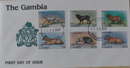 Delcampe - Various Dog Breed, Dalmatian, Rottweiler, Sheepdog, Animal, The Gambia FDC 1997 - Hunde