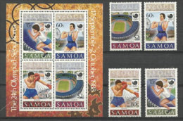 Delcampe - ILES SAMOA. Jeux Olympiques Séoul 1988.  Un BF + Série T-p Neufs ** (Boxe,haltères,athlétisme ) . Côte 12.00 €. - Samoa (Staat)