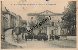 Delcampe - CPA 69 0038 CONDRIEU - Quartier Du Collège - Animée Collégiens Devant L'entrée De L'école - Voyagée - Condrieu
