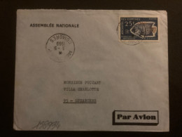 Delcampe - LETTRE ASSEMBLEE NATIONALE Par Avion Pour FRANCE TP POMACANTHUS IMPERATOR 25F OBL.3-5 1969 MORONI RP - Covers & Documents