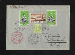 1940 FLUGPOSTBELEG ►Nationalspende Und Rotes Kreuz, Bellinzona-Feldpost 37 (Weinfelden) Nach Rickenbach/SZ SF40.2p - Erst- U. Sonderflugbriefe