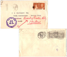 Delcampe - 1 1/2d Coronation 1937 Montserrat To Montreal, Que. Canada With H.M.S. Lady Drake Mailed On The High Seas Canadian Natio - Montserrat