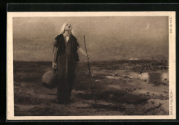 Delcampe - Künstler-AK Die Blinde, Fräulein Mit Krug Und Stock Auf Einem Feld - Gesundheit