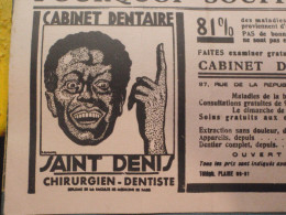 Delcampe - PUBLICITE  BUVARD CABINET DENTAIRE SAINT DENIS CHIRUGIEN DENTISTE DENTAL OFFICE DENTIST TOOTH HOMME NOIR NEGRITUDE - Pubblicitari