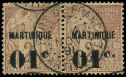 Delcampe - O MARTINIQUE - Poste - 7c, Paire Dont 1 Ex. Sans Le Point - Usati