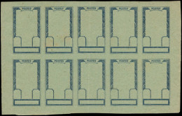 Delcampe - ESS MARTINIQUE - Poste - 75, Bloc De 10 Essais Du Cadre Seul En Bleu, Non Dentelé Sur Papier Vert: Canne à Sucre - Altri & Non Classificati