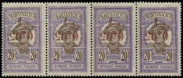 Delcampe - ** MARTINIQUE - Poste - 106a, Bande De 4 Horizontale, Surcharge Renversée: 5c. S. 20c. Violet - Nuovi