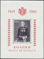 Delcampe - ** MONACO - Blocs Feuillets - 45a, Erreur De Couleurs, Brun Gris: 20f. Rainier III - Altri & Non Classificati