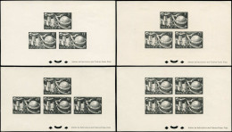 Delcampe - EPL MONACO - Blocs Spéciaux - 1/4, Série Complète De 4 épreuves Collectives En Noir: 75ème An. UPU (Maury) - Altri & Non Classificati