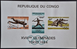 Delcampe - CONGO BELGE / YT BF 14 / SPORT - JO TOKYO 64 - JAVELOT - HAUTEUR - COURSE DE HAIES / NEUF ** / MNH - Athlétisme