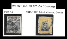 Delcampe - BRITISH SOUTH AFRICA COMPANY 1913-22 Rhodesia Admirals Die III 2d & 3d Used - Other & Unclassified