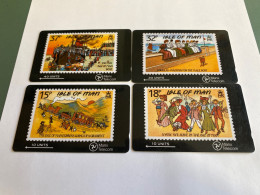 Delcampe - - 69 - Isle Of Man Stamp 4 Different Phonecards - Man (Eiland)