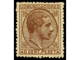Delcampe - (*) ESPAÑA. 40 Céntimos Castaño. PIEZA DE LUJO. Cert. GRAUS. Ed.195. Cat. 270€. - Otros & Sin Clasificación