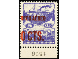 Delcampe - ** ESPAÑA: ASTURIAS Y LEON. 90 Cts. Sobre 5 Cts. Azul. SOBRECARGA DESPLAZADA A LA IZQUIERDA, Quedando Sin Imprimir La Ci - Altri & Non Classificati