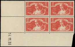 Delcampe - ** EMISSIONS DU XXe SIECLE - 308   Art Et Pensée, 50c. + 2f. Rouge-brique, BLOC De 4 CD 14/11/35, TB - Ungebraucht