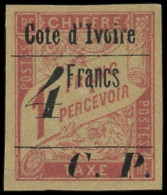 Delcampe - ** COTE D'IVOIRE Colis Postaux 21a : 4f. S. 1f. Rose S. Paille, 4 PENCHE, TB, Certif. Calves - Altri & Non Classificati