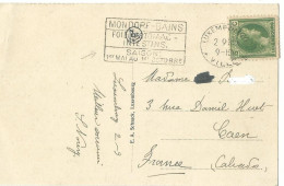 Delcampe - LUXEMBOURG CARTE 35c LUXEMBOURG VILLE POUR CAEN ( CALVADOS ) DE 1933 - 1926-39 Charlotte Right-hand Side