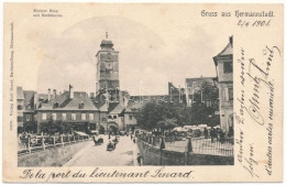 Delcampe - * T3 1901 Nagyszeben, Hermannstadt, Sibiu; Kleiner Ring Mit Ratturm. Verlag Karl Graef / Piac, Várostorony, Jickeli üzle - Unclassified