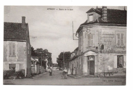 Delcampe - 89 APPOIGNY Route De La Gare - Edit Lévy - Débit De Tabac - Cycliste - Landau - Dubonnet - Chocolat Menier - Animée - Appoigny