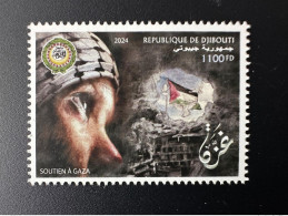 Delcampe - Djibouti Dschibuti 2024 Mi. ? 1 Val. 1100 FDJ Joint Issue Emission Commune Arab League Gaza Dove Flag Oiseau Bird Vogel - Stamps