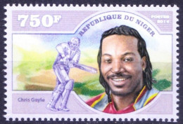 Delcampe - Niger 2014 MNH, Chris Gayle Jamaica Cricket Sports - Cricket