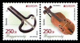 Delcampe - HUNGRIA/ HUNGARY /UNGARN-  EUROPA 2014-" INSTRUMENTOS MUSICALES NACIONALES"- SERIE HORIZONTAL De La HB - 2014