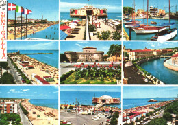 Delcampe - SENIGALLIA, ANCONA, BEACH, FLAGS, RESTAURANT, PORT, BOATS, PARK, CASTLE, CANAL, BRIDGE, CARS, UMBRELLA, POSTCARD, ITALY - Ancona