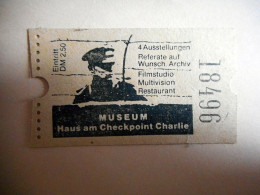 Delcampe - TICKET ENTREE MUSEUM HAUS AM CHECKPOINT CHARLIE - Tickets D'entrée