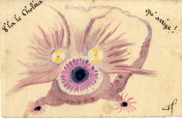 Delcampe - V LA LE CHOLERA QUI ARRIVE   -  AQUARELLE REALISEE SUR  CARTE POSTALE   SIGNE - Gesundheit