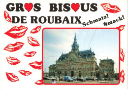 Delcampe - [-10%] FRANCE - Roubaix - Lèvres - Hôtel De Ville De Roubaix - Bâtiment - Tour - Voiture - Animé - OB 1993 - Carte Posta - Roubaix