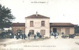 Delcampe - DEPT 33 ARÈS LA GARE ARRIVÉE DE TRAIN TRÉS BELLE ANIMATION 9X14 REIMPRESSION DE CARTES ANCIENNES - Arès