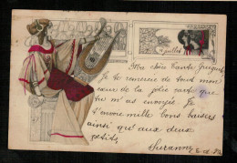 Delcampe - Belle Illustyration " ART NOUVEAU" -carte Ancienne Affranchie En 1900 - Vor 1900