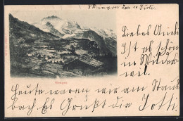 Delcampe - AK Wengen, Totalansicht Mit Bergpanorama Aus Der Vogelschau - Wengen