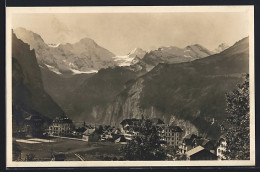 Delcampe - AK Wengen, Ortsansicht Mit Grosshorn Und Breithorn - Wengen