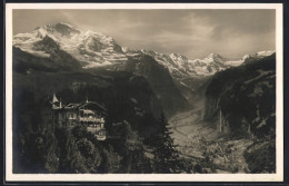Delcampe - AK Wengen, Hotel Waldegg Mit Jungfrau-Panorama Und Blick Auf Den Ort - Wengen