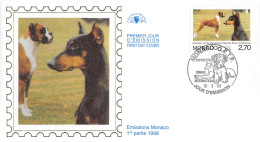 Delcampe - CEF Soie - Exposition Canine, Oblit 19/3/98 - FDC