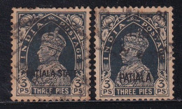 Delcampe - Combination - 3p PATIALA STATE & PATIIALA Used, 1937 & 1941 KGVI Series, British India - Patiala