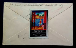 Delcampe - NEW ZEALAND TO CANADA 1937, FDC COVER USED, VIGNETTE LABEL, SWIMMING POOL, WOMEN, HEALTH CAMPS, DUNEIN & CHESTER CITY CA - Briefe U. Dokumente