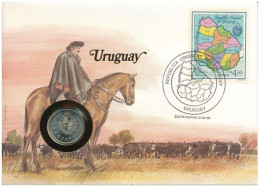 Delcampe - Uruguay 1980. 5P Cu-Ni Felbélyegzett Borítékban, Bélyegzéssel, Német Nyelvű Leírással T:UNC Uruguay 1980. 5 Nuevo Peso C - Ohne Zuordnung