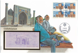Delcampe - Üzbegisztán 1992. 5S Felbélyegzett Borítékban, Bélyegzéssel T:UNC Uzbekistan 1992. 5 So'm In Envelope With Stamp And Can - Ohne Zuordnung