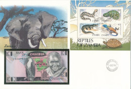 Delcampe - Zambia 1980-1988. 1K Felbélyegzett Borítékban, Bélyegzéssel T:UNC Zambia 1980-1988. 1 Kwacha In Envelope With Stamp And - Ohne Zuordnung