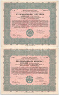 Delcampe - 1925. Budapest "Magyar Királyság 5%-kal Kamatozó Járadékkölcsön Államadóssági Kötvény" 500.000K-ról (2x) + 1.000.000K-ró - Unclassified